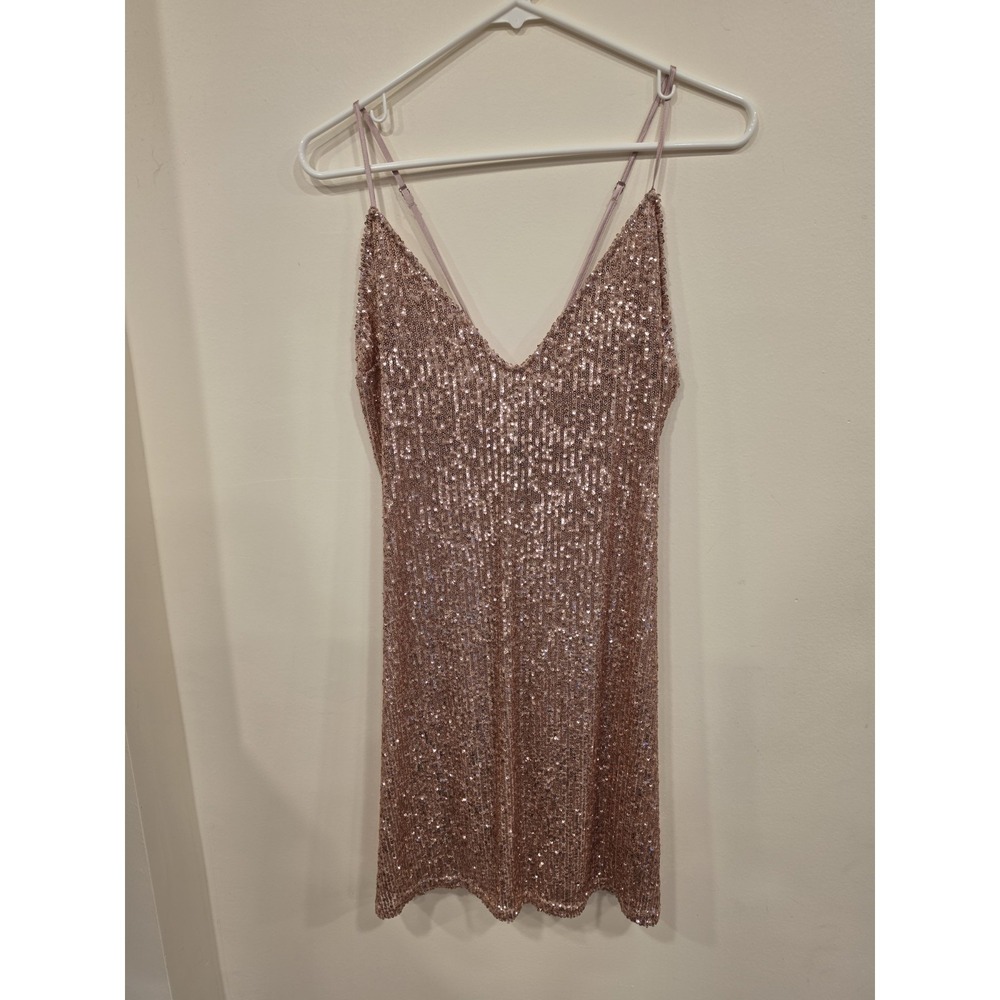 Victoria's Secret Rose Gold Sequin Mini Dress XL Y2K Glam Party Clubwear